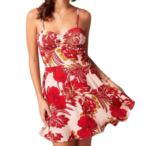 Band of Gypsies Dancing Queen Red Floral Bra Cup Mini Dress, Size S, New w/ Tag - Picture 2 of 8